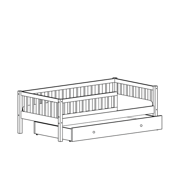 Kinderbett Classic mit praktische Schublade und Rausfallschutz