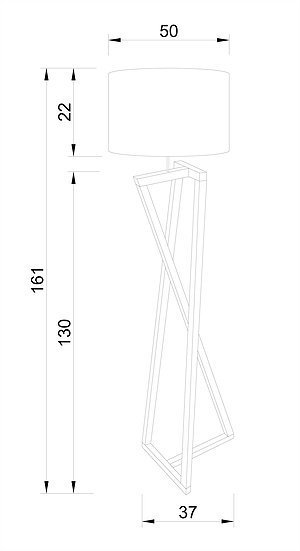 Holz-Stehlampe X Design mit grauem Schirm